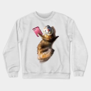 Smiling Ferret Selfie Funny Crewneck Sweatshirt